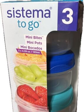 Sistema To Go Mini Pots Stackable Snack Containers - Blue/Turquoise